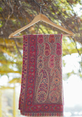 Pure Pashmina Kaani Jamawar Shawl D - 90 - M Brown