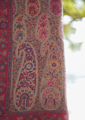 Pure Pashmina Kaani Jamawar Shawl D - 90 - M Brown