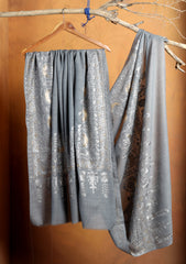 Pashmina Ari Work Jaaldar Shawl D#46 - Grey