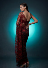Formals - Chantilly Lace Saree - Maroon