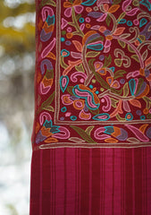Pashmina Ari Work Shawl D - 151 - MAROON