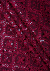 Elite Men Embroidered Sequence Selvage Chiffon Fabric - Burgundy