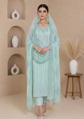 Formals - Riwaj - Fancy Bamber Chiffon - 3 Pcs Suit - CBD#1818 - Aqua