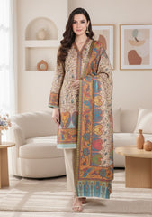 Winter - Riwaj - Printed Pashmina - 3 Pcs Suit - D#06 - L Peach