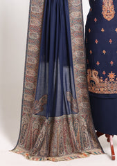Winter - Riwaj - Pashmina Embroidered Suit - Kaani Shawl - D#03 - N Blue