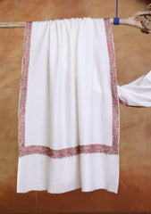 Pashmina Kashmiri Border Scarf D#30 - Off White