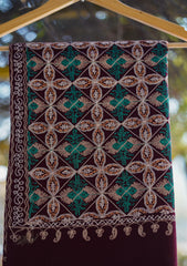 Wool Ari Work Shawl D - 1J - Maroon