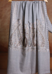 Pashmina Ari Work Jaaldar Scarf D#01 - Grey