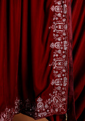 Embroidered Velvet Shawl D#10 - Maroon