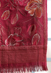 Karandi Embroidered Shawl D#11 - Maroon