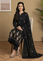 Winter - Riwaj - Pashmina Embroidered Suit - D#09 - Black