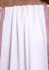 Pashmina Kashmiri Border Scarf D#30 - Off White 1