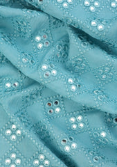 Elite Men Sequence Embroidered Selvage Raw Silk Fabric - L Ferozi