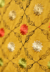 Embroidered Wool Shawl D - 40 - Mustard