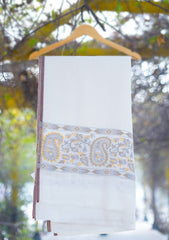 Pure Pashmina Kaani Jamawar Shawl D - 96B - Off White