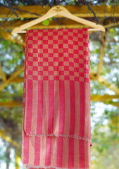 Pashmina Kashmiri Check Work Shawl D - 04 - Red Golden