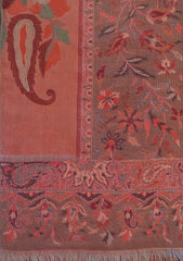 Pure Pashmina Kaani Jamawar Shawl D - 32D - B Peach