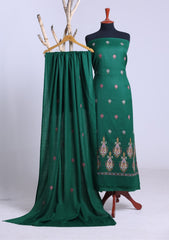 Winter - Riwaj - Pashmina Embroidered Suit - D#09 - D Green