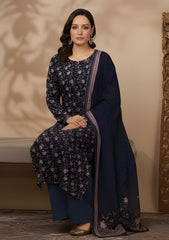 Winter - Riwaj - Velvet Suit - Printed Edit - D#36 - Blue 1