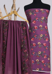 Winter - Riwaj - Printed Cotray Suit - Wool Shawl - D#09 - Purple