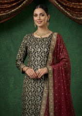 Formals - Riwaj - Fancy Chiffon Jamawar - 2 Pcs Suit - CND#76 - Black