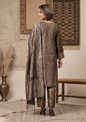 Winter - Fancy Silk Zari Jamawar - 3 Pcs Suit - D#13 - Brown