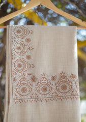 Pashmina Emboridered Shawl D - 138 - Fawn