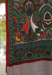 Wool Needle Work Shawl D - 28C - Multi