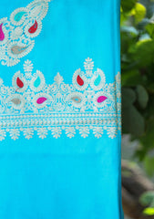 Pashmina Ari Work Shawl D - 102 - Ferozi