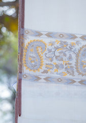 Pure Pashmina Kaani Jamawar Shawl D - 96B - Off White