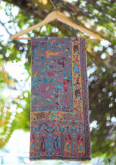 Pure Pashmina Kaani Jamawar Shawl D - 59 - M Grey