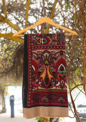 Wool Needle Work Shawl D - 28B - D Maroon