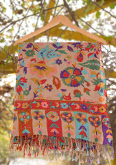 Pure Pashmina Qalamkari Scarf D - 13 - Mustard