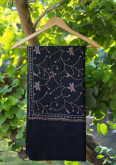 Pure Pashmina Kashmiri Work Shawl D - 19B - Black