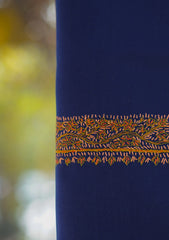 Wool Needle Work Shawl D - 39 - N Blue