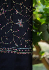 Pure Pashmina Kashmiri Work Shawl D - 19B - Black