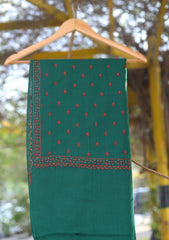 Pure Pashmina Kashmiri Work Shawl D - 59B - B Green
