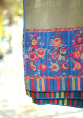 Pashmina Kaani Zari Shawl D - 12 - R Blue