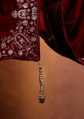 Embroidered Velvet Shawl D#10 - Maroon