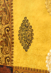 Embroidered Wool Shawl D - 58 - Mustard