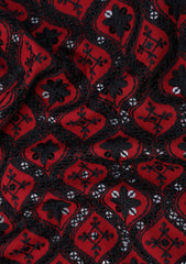 Elite Men Embroidered Sequence Selvage Chiffon Fabric - B Red