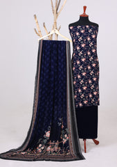 Winter - Riwaj - Velvet Suit - Printed Edit - D#36 - Blue 1