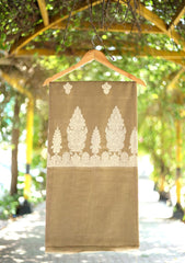 Embroidered Wool Shawl D - 75 - Brown