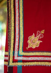 Pashmina Kashmiri Work Shawl D - 01 - D Red