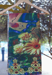 Digital Printed Wool Shawl D - 02B - Multi