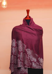 Pure Pashmina Kaani Jamawar Scarf D - 13B - Maroon