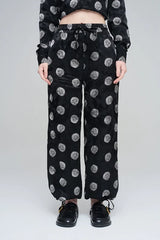Pret - Moven - Rose Patterned Draped Women's Trousers - Black