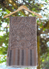 Pure Pashmina Kaani Jamawar Shawl D - Brown