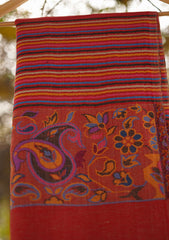 Pure Pashmina Kaani Jamawar Shawl D - 58 - Maroon