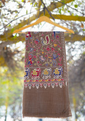 Pashmina Ari Work Shawl D - 122 - Brown
